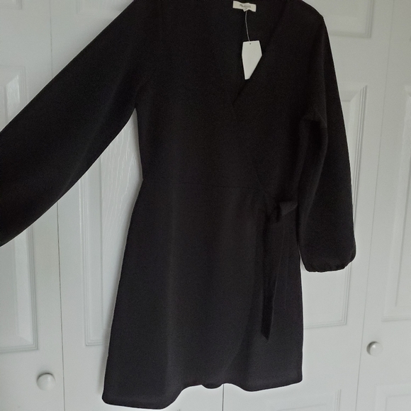 NEW Madewell Linen-Blend Balloon-Sleeve Wrap Dress - Picture 6 of 16